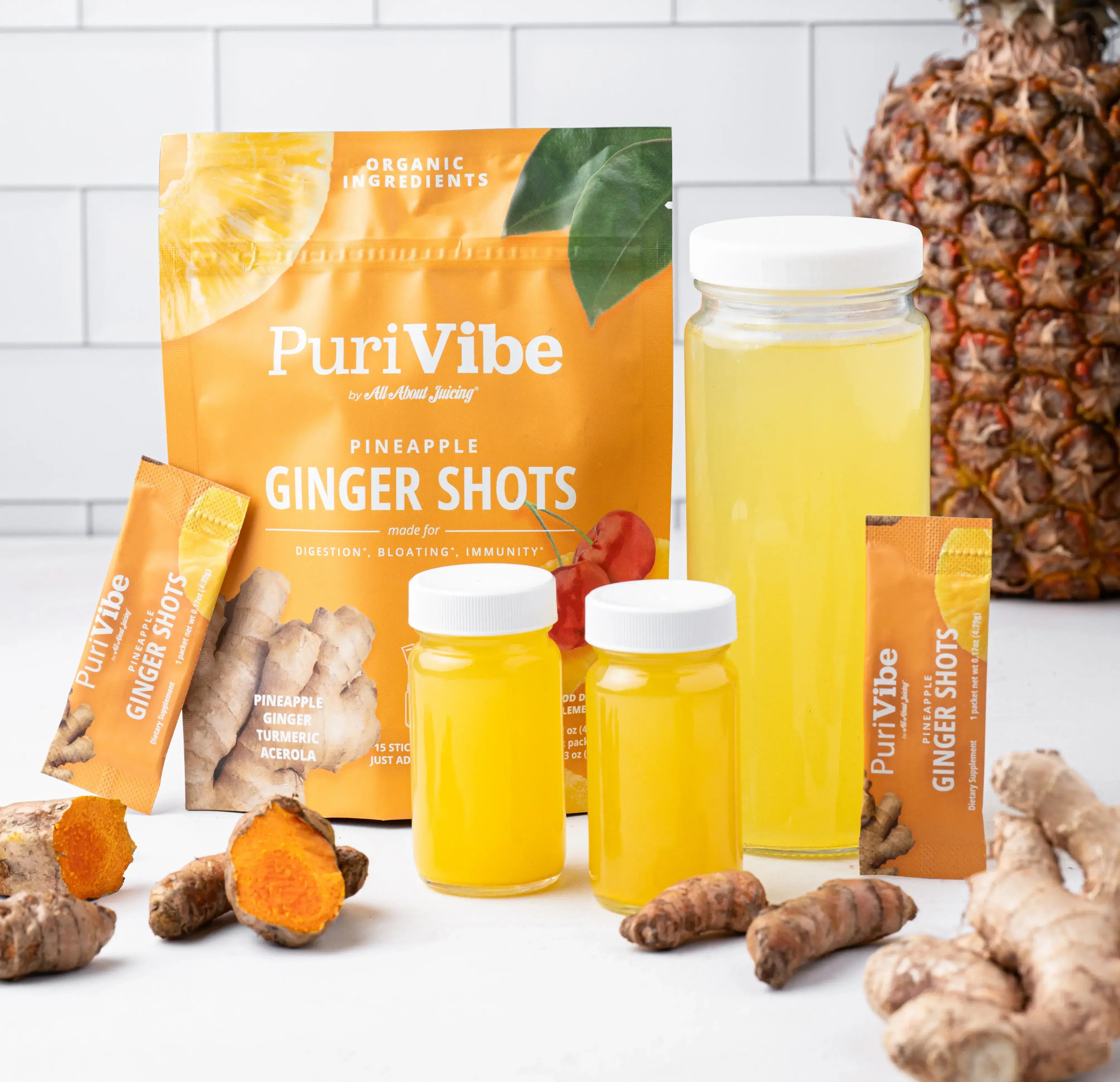 Pineapple Ginger Shots | Daily Wellness Juice Powder for Immunity & Digestion