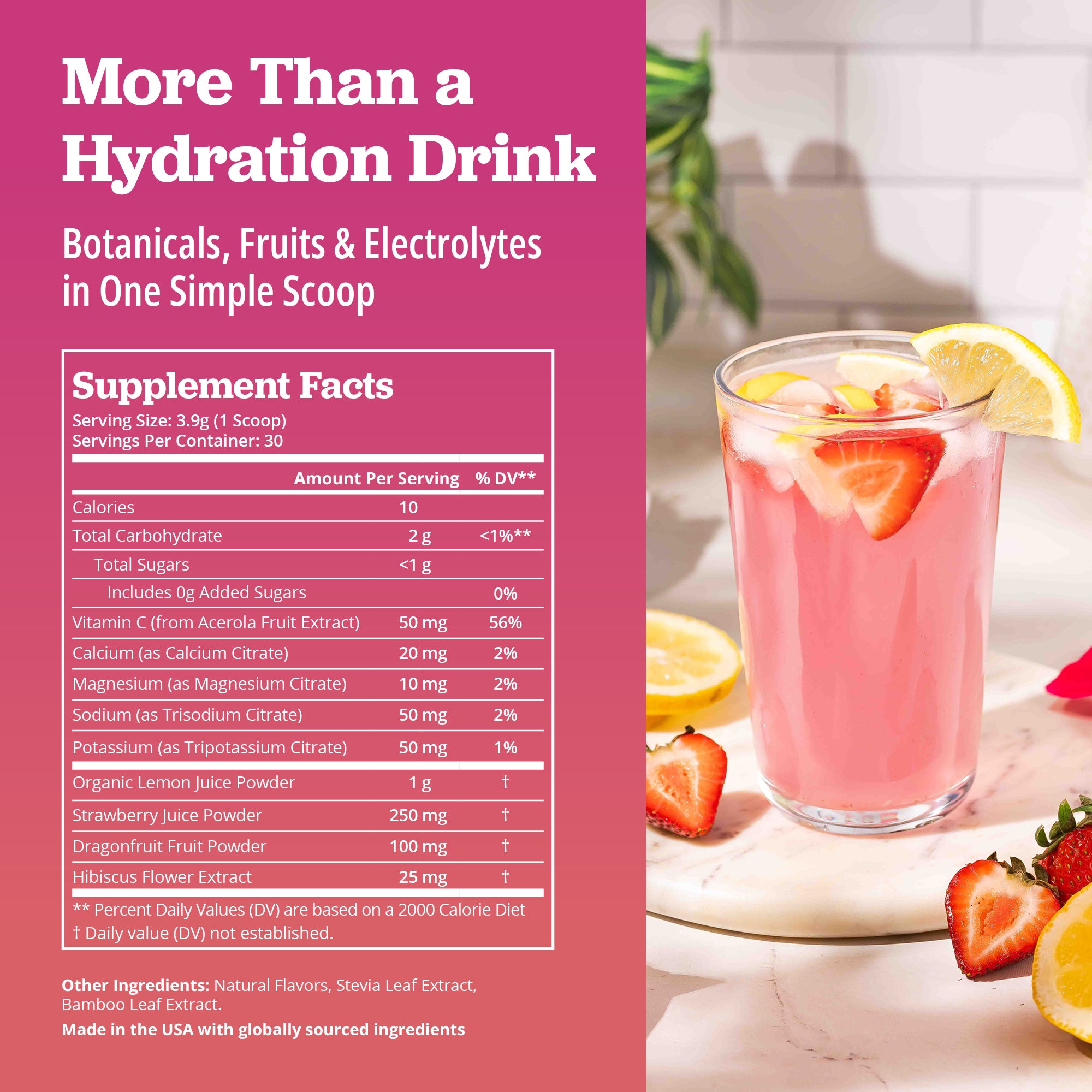 Strawberry Dragonfruit Lemonade Electrolyte Drink Mix