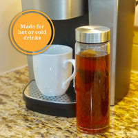 Skinny Series Wide Mouth Glass Bottles Set w/ Stainless Steel Lids