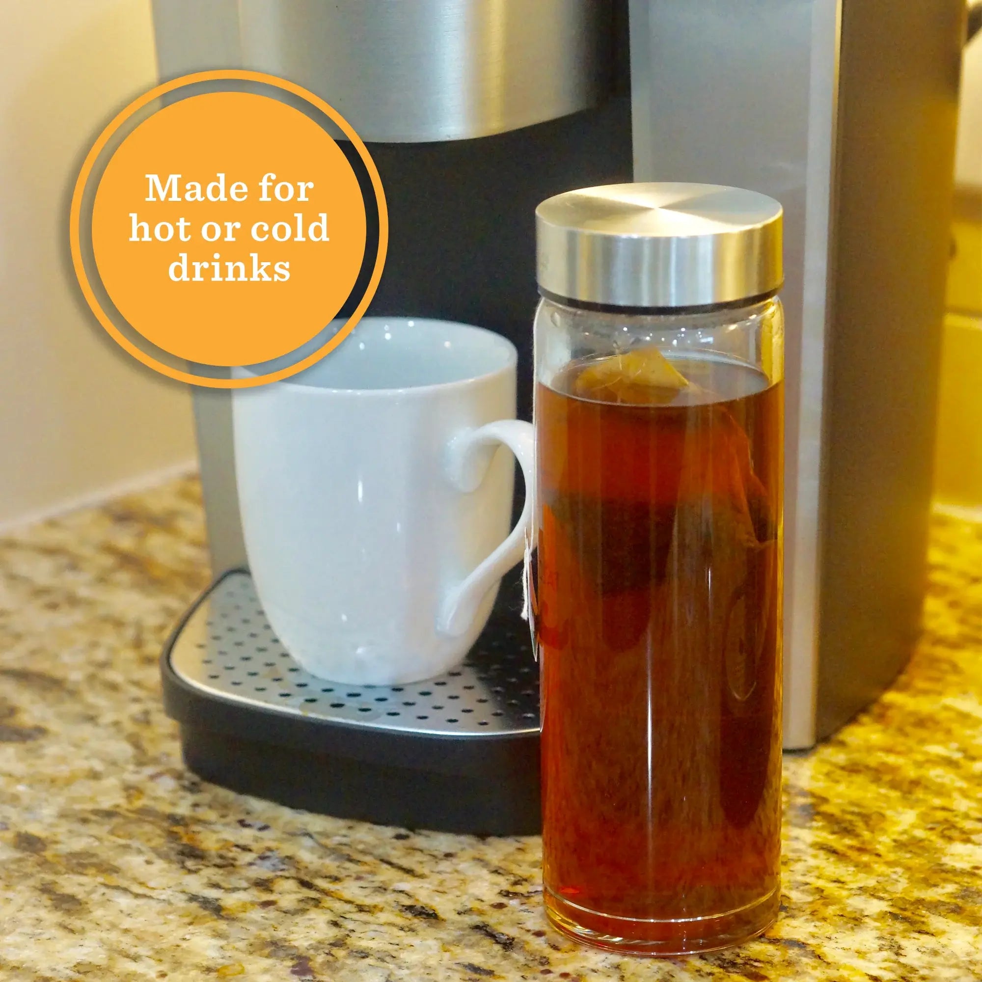 Skinny Series Wide Mouth Glass Bottles Set w/ Stainless Steel Lids