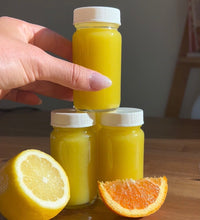 Glass Juice Shot Bottles Set, White Lids