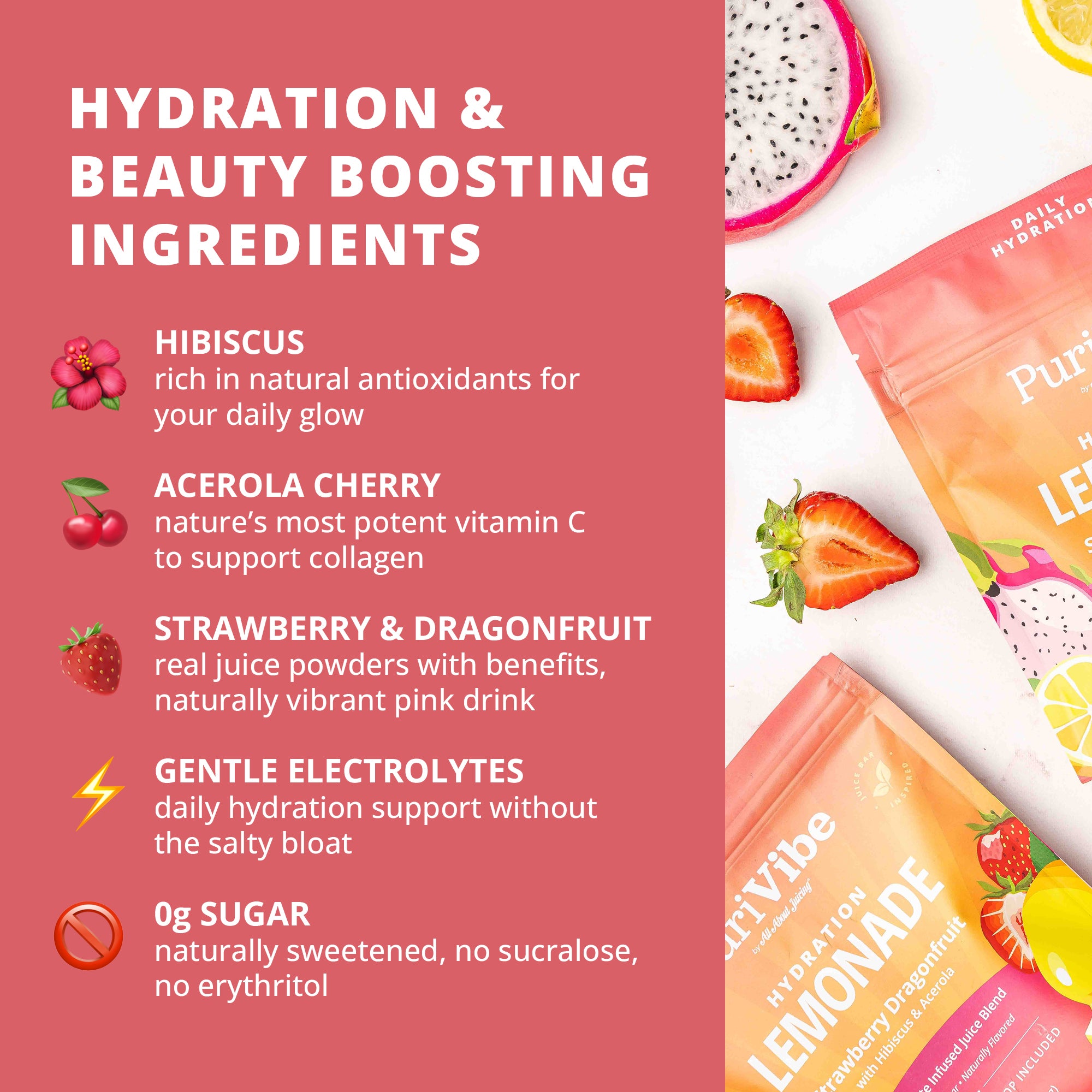 Strawberry Dragonfruit Lemonade Electrolyte Drink Mix