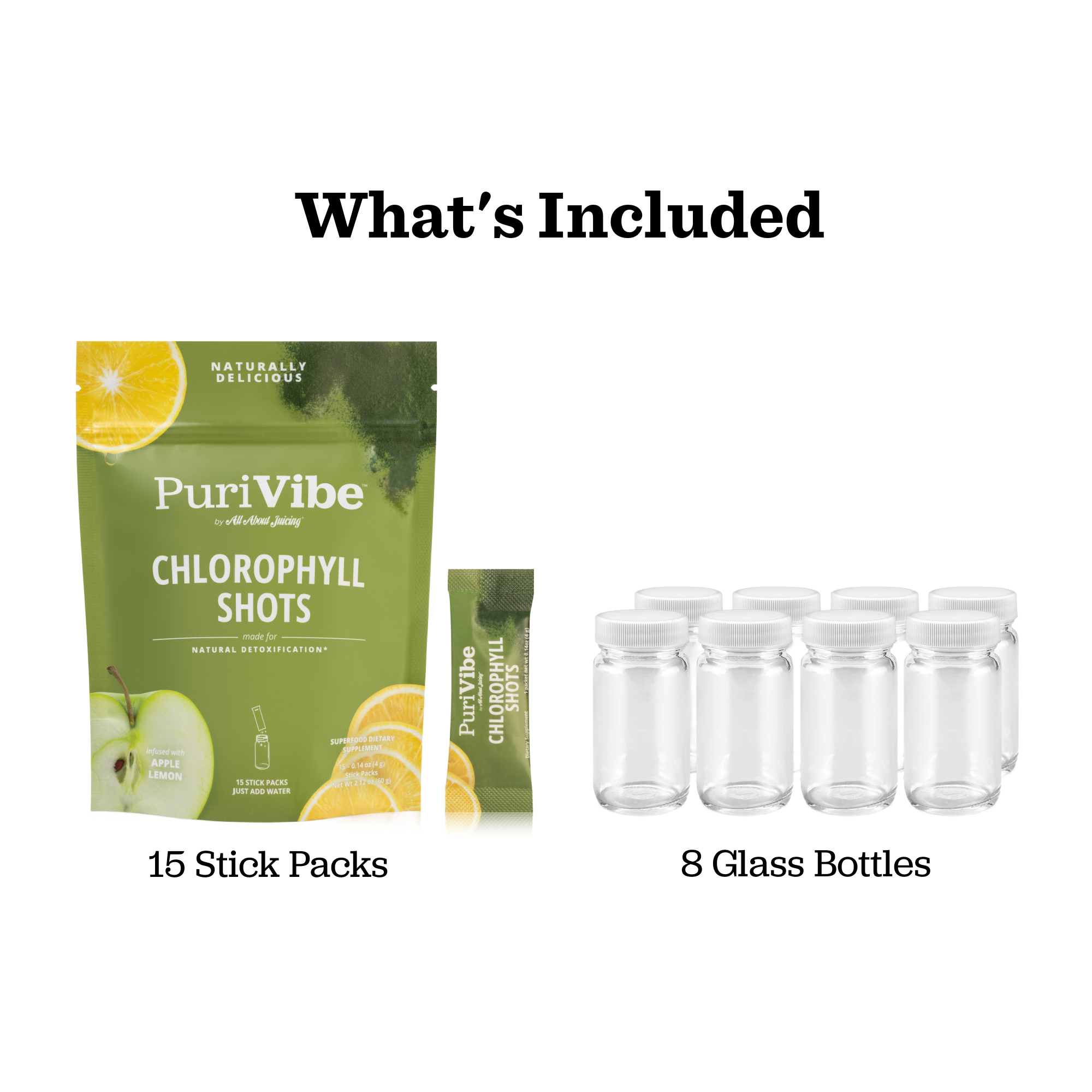 Chlorophyll Shot Starter Kit + Glass Bottles