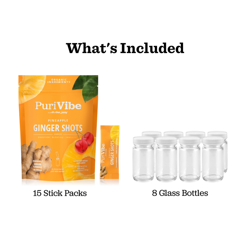 Pineapple Ginger Shot Starter Kit + Glass Bottles